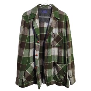 PENDLETON x VINTAGE Shacket shirt jacket overcoat wool chore coat in green brown